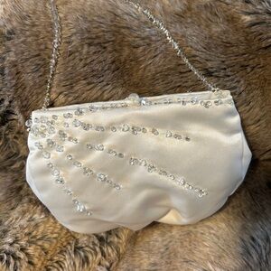 Elegant Cream Clutch with Crystal Accents